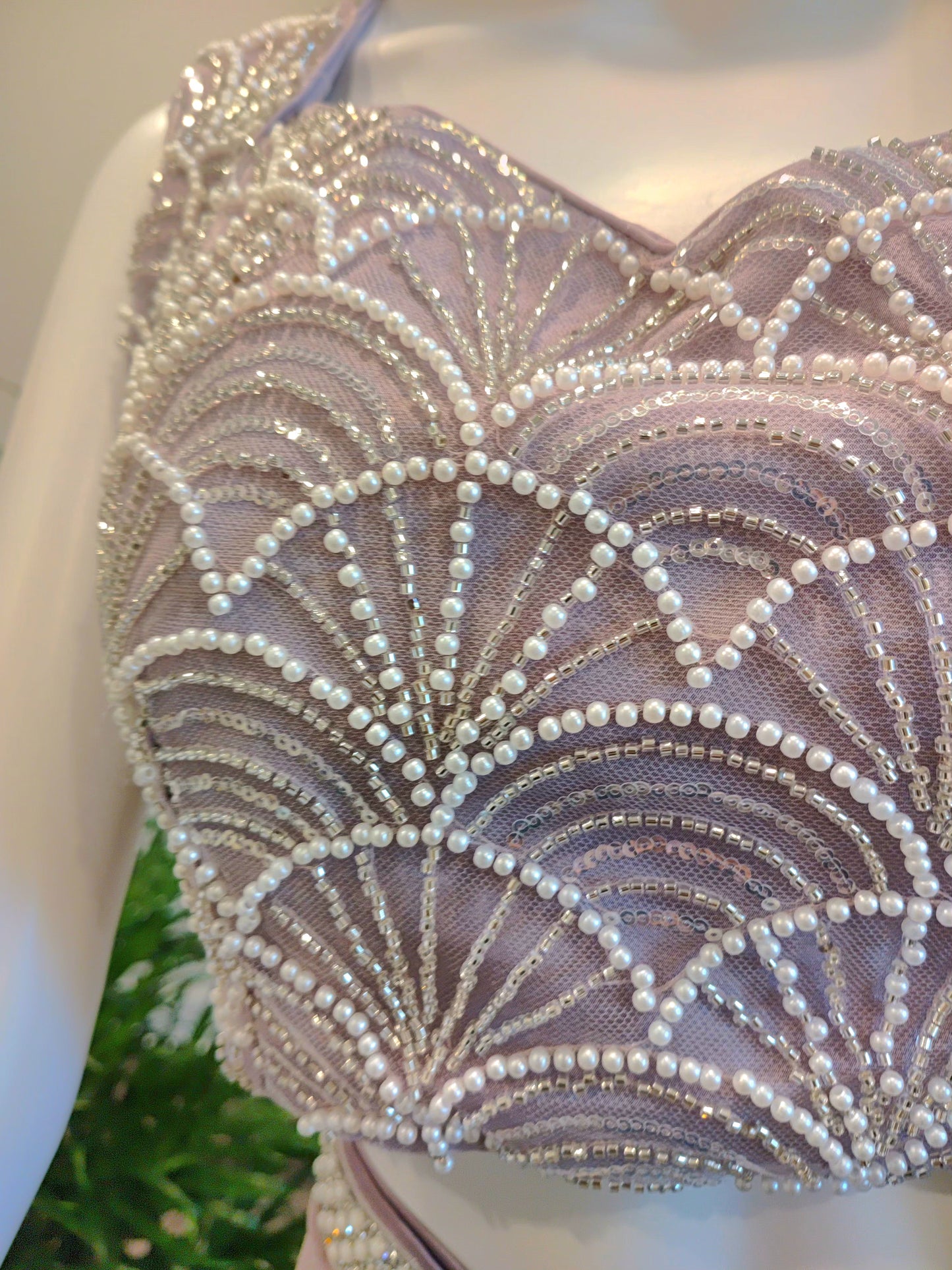 Lavender Ready-to-Wear Saree with Pearl & Cut Dana Work | Lycra Silk Mix